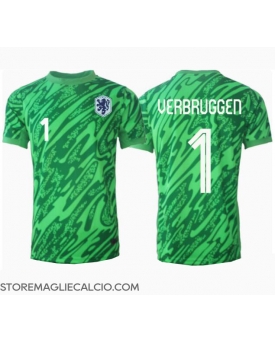 Paesi Bassi Bart Verbruggen #1 Portiere Maglia Gara Casa Repliche Europei 2024